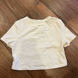 Skims cropped cotton jersey tee shirt top Bone